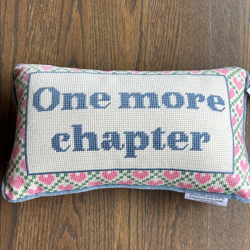 cupcakes & cashmere One More Chapter Blue and Pink Accent Pillow